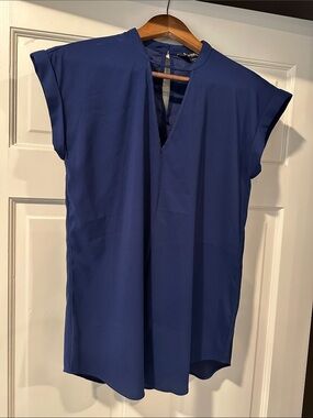 Women’s Navy Blue Split-Neck Blouse